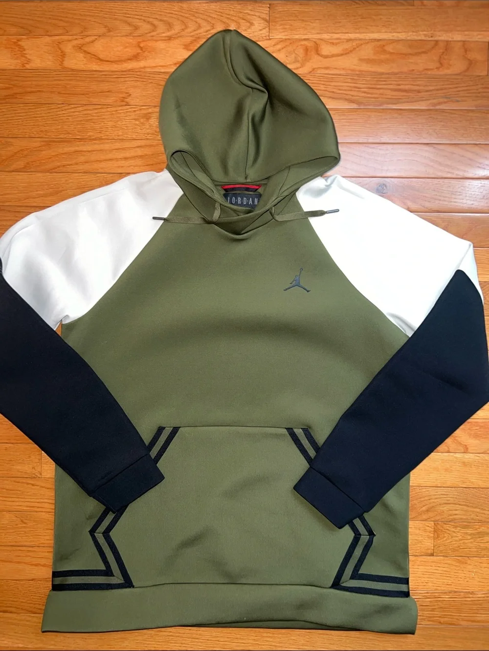 Jordan Olive, White & Black Colorblock Pullover Hoodie